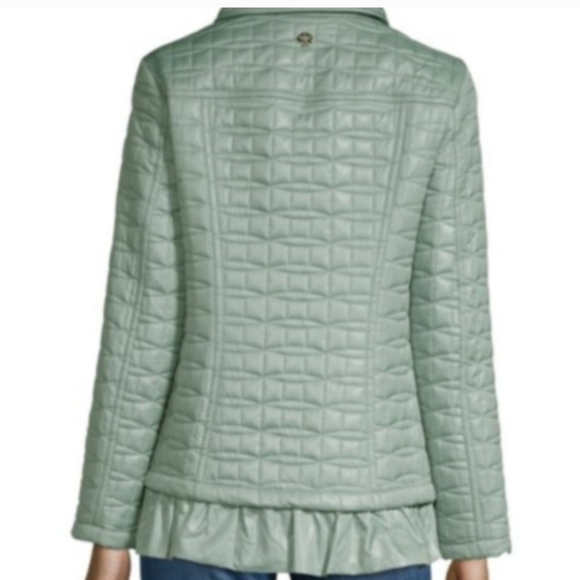 KATE SPADE dusty mint quilted ruffle coat - Picture 2 of 12